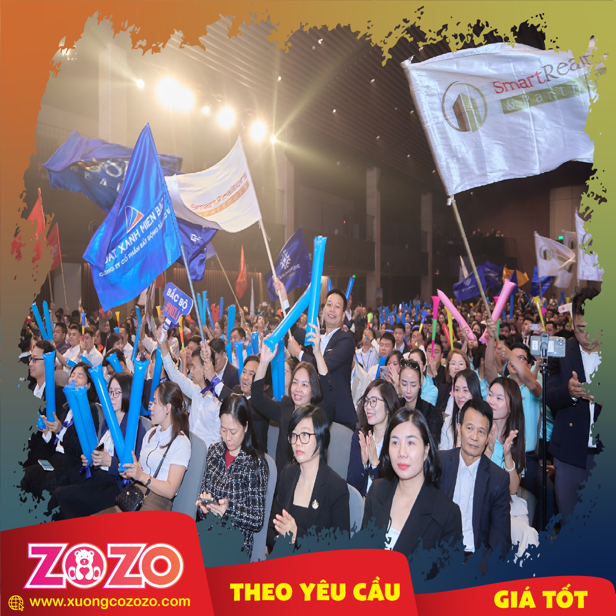 Cờ công ty in slogan
