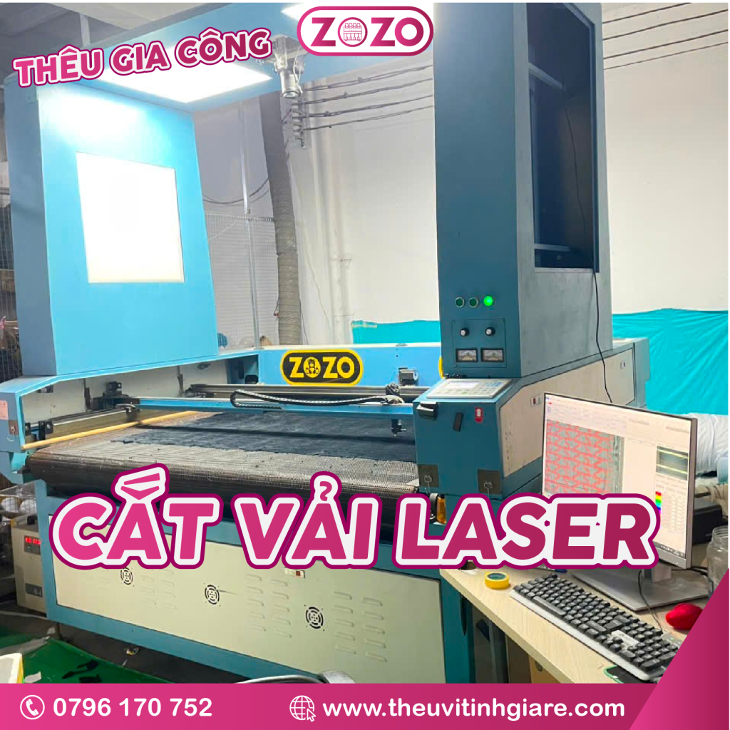 Cắt vải laser theo yêu cầu giá rẻ tại xưởng Zozo 22 CAT VAI LASER1